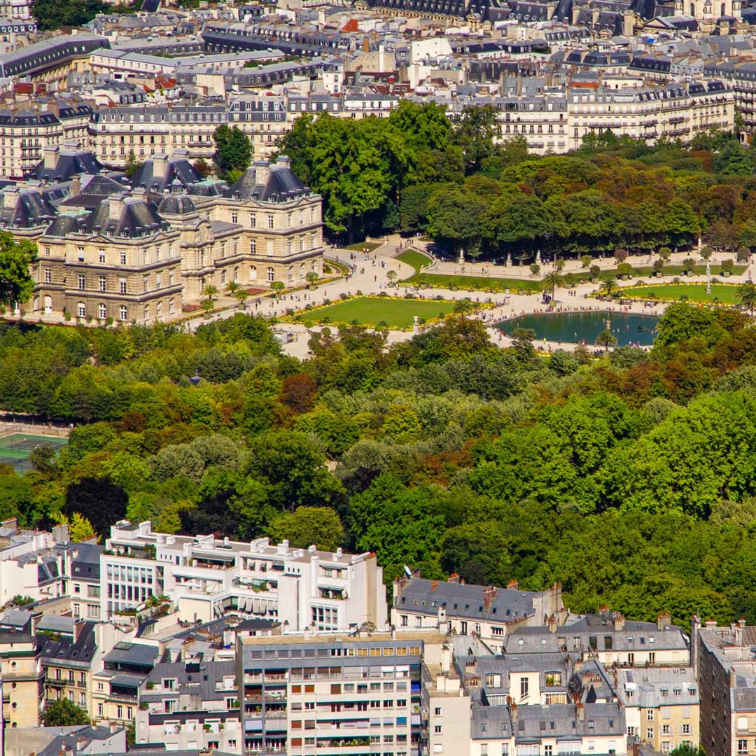 luxemborg gardens from montparnasse tower